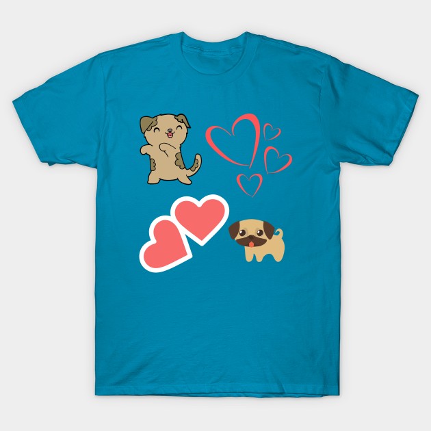 Cute puppies with hearts T-Shirt by Courtney's Creations